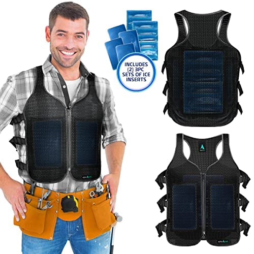 Frosty Mesh Ice Vest for Men and Women – Cooling Vest with Ice Packs, 2 Sets – Three Gel Pad Pockets – Adjustable Straps for