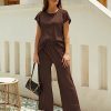 2 Piece Outfits for Women Sweater Sets Knit Vest Tops Elastic Waisted Pants
