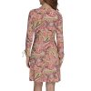 Women's Long Tie Sleeve Round Neck Shift Dress