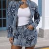 Women??s Denim Set 2 Piece Outfits Casual Denim Jacket & Mini Skirt Set Bodycon Jean Outfits with Pockets