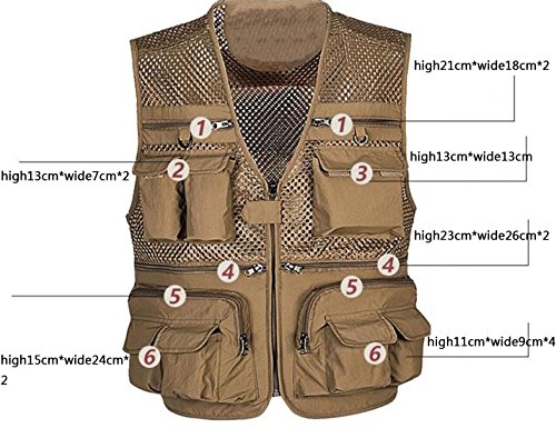 Mens Mesh Quick Dry Outdoor Work Fishing Travel Photo Vest with Multi Pockets
