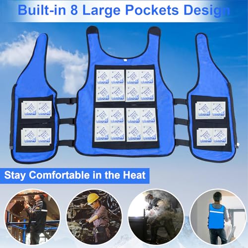 Cooling Vest for Men&Women, Reflective Ice Vest with 32 PCS Ice Packs, Cool Jacket for Hot Weather Summer Workout