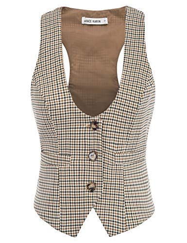Womens Vest Top 2025 Trendy Academia Steampunk Waistcoat Racerback Vest Blazer（Runs Small, Suggest Size Up