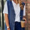 Women's Casual Denim Jean Vest Oversized Sleeveless Mid Long Button Down Jeans Jackets Vests Tops Waistcoat ﻿