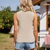 Womens Spring Summer Sweater Vest 2025 Casual Knit Sleeveless V Neck Button Down Crochet Crop Tank Tops