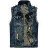 Men's Fit Retro Ripped Denim Vest Sleeveless Jean Vest and Jacket