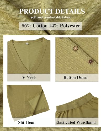 Women's 2025 Sweater Set Sleeveless Button Down Vest Wide Leg Pants 2 Piece Outfits Summer Casual Matching Loungewear