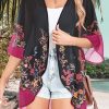 Women Kimono Cardigans Casual Summer Tops Cover up Open Front Floral Print Resort Wear