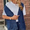 Women's Casual Denim Jean Vest Oversized Sleeveless Mid Long Button Down Jeans Jackets Vests Tops Waistcoat ﻿