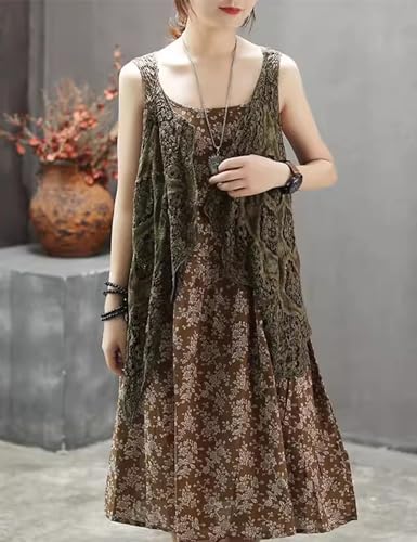 Women's Open Front Cotton Crochet Lace Boho Hippie Butterfly Vest Cardigan Coverup Sleeveless Irregular Hem