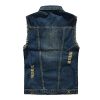 Men's Fit Retro Ripped Denim Vest Sleeveless Jean Vest and Jacket