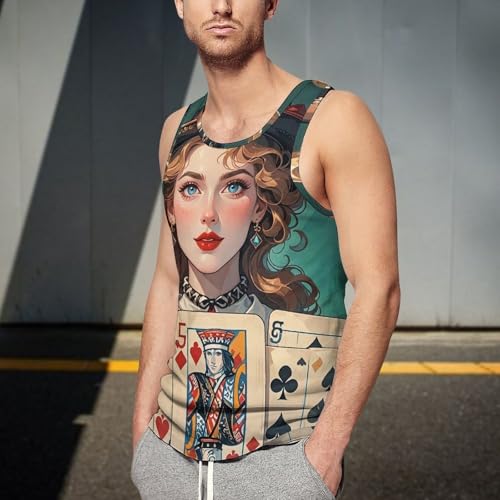 Ladies' Poker Cards Mens Tank Tops Summer Beach Tanktop, Sleeveless Gym Workout T-Shirt Breathable Fit Vests